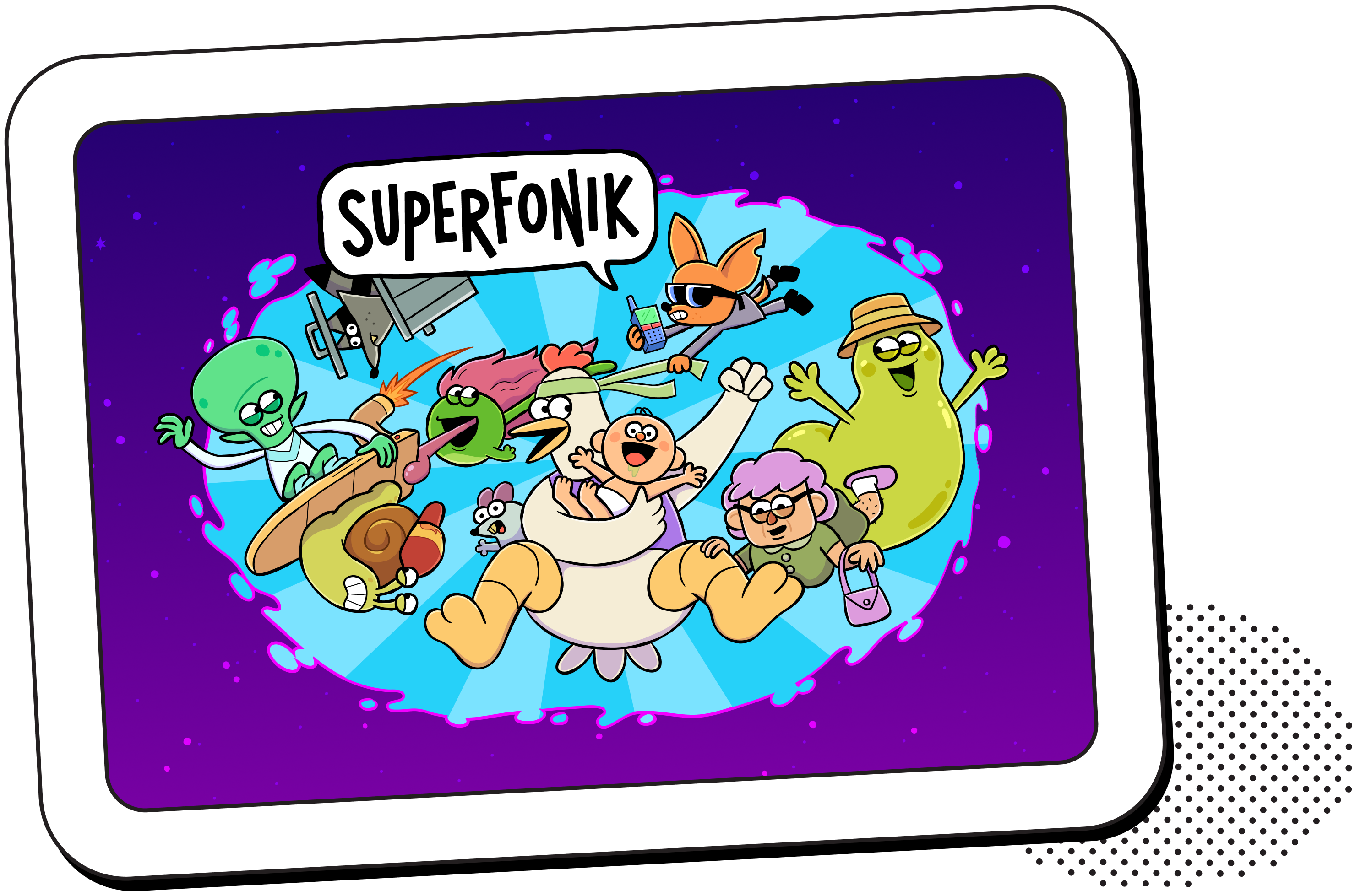 Superfonik video on tilted tablet