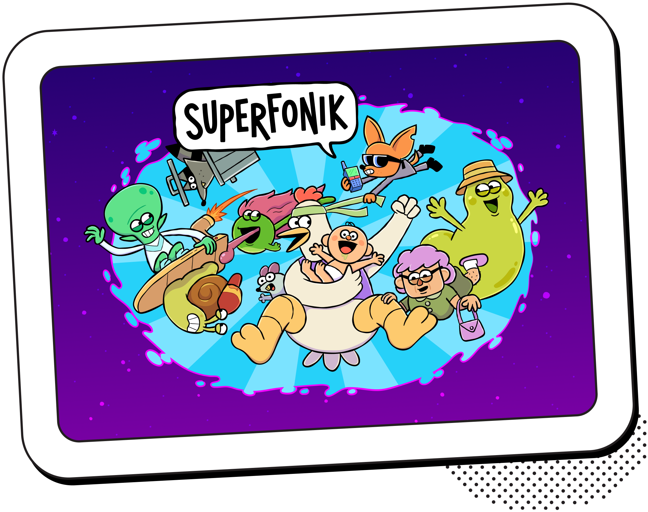 Superfonik video on tilted tablet